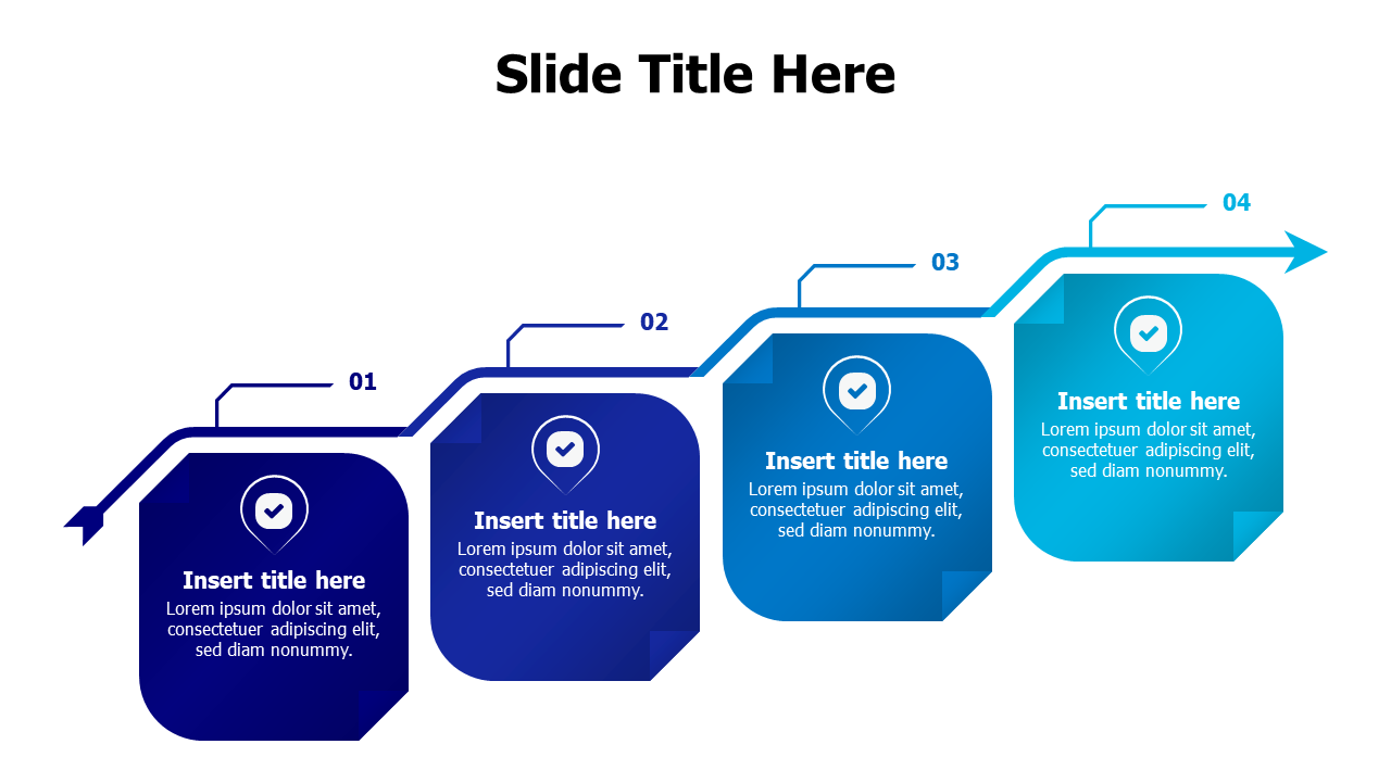 4 pagers with location pins and arrow infographic