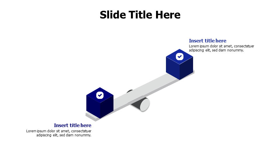 2 points unbalanced boxes with icons infographic