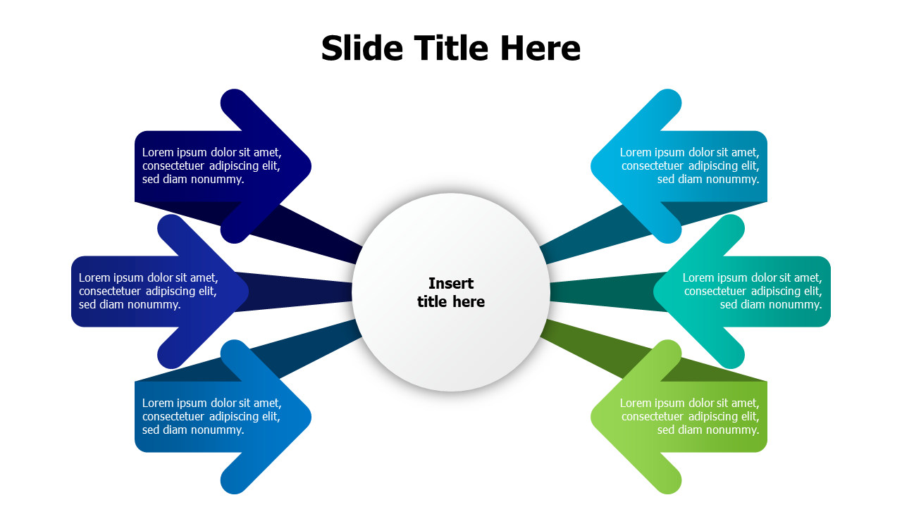 6 arrows pointing to a circle infographic