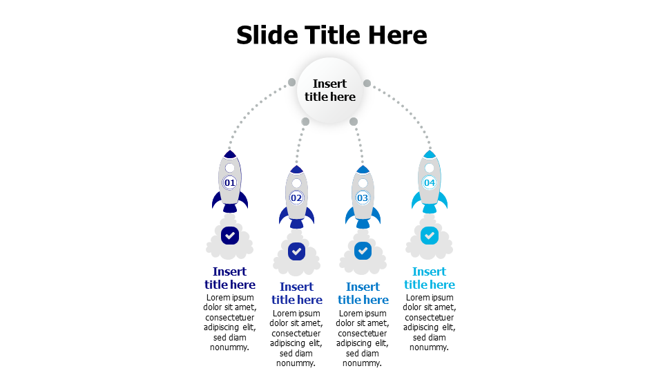 4 white rockets with smoke infographic