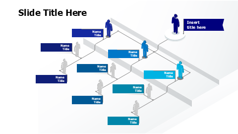 10 colored employee hierarchy org chart infographic