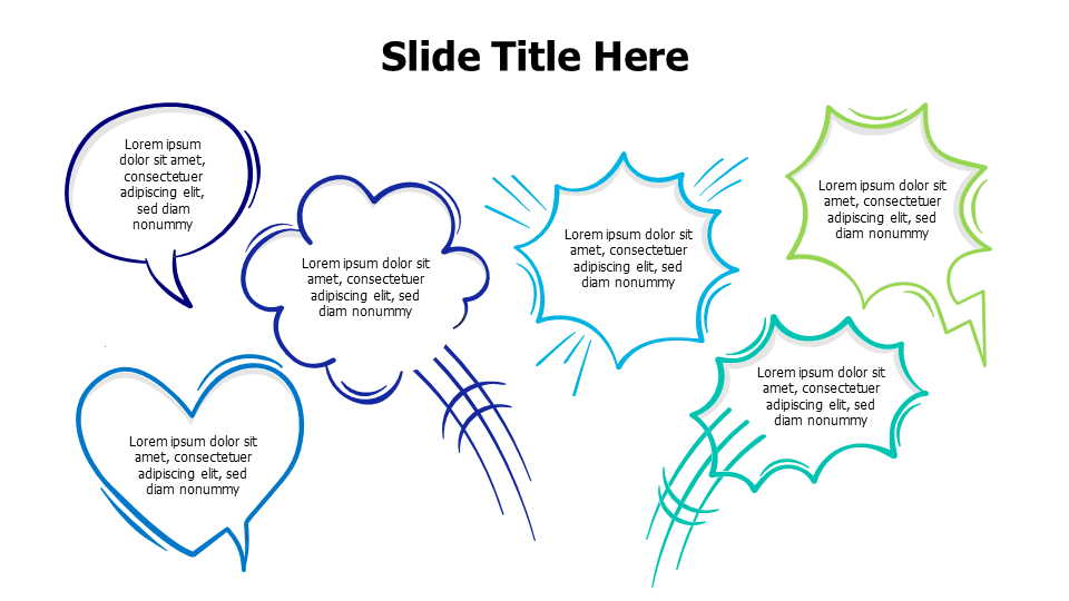 6 cartoonish Speech bubbles infographic