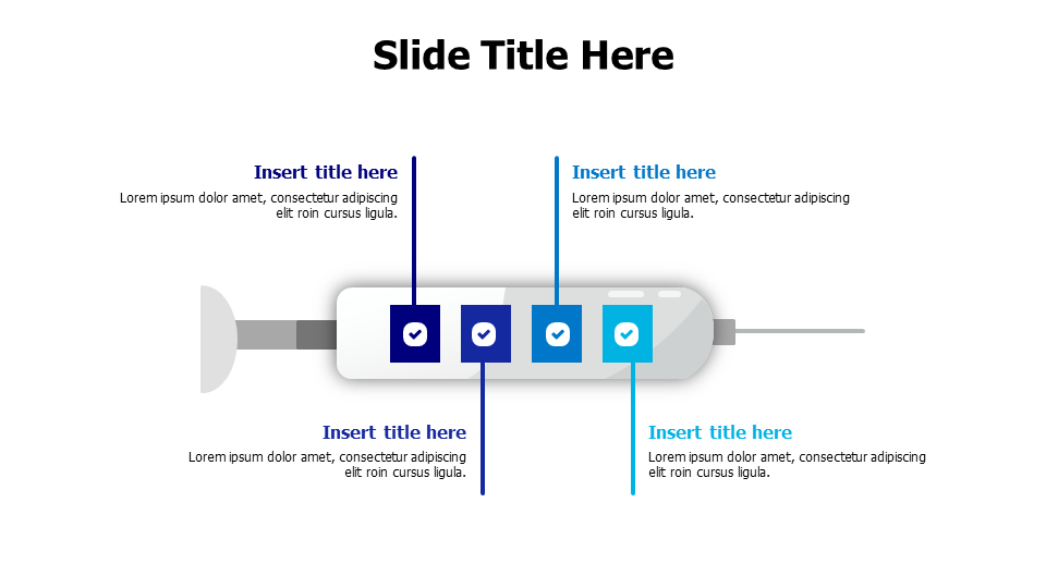 4 points from an injection with icons infographic
