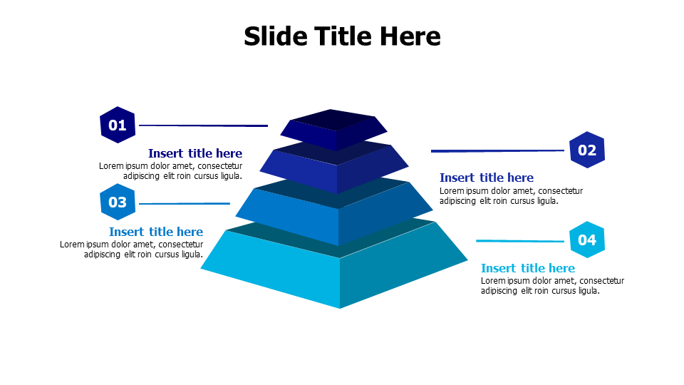 4 3D blocks divided uncompleted pyramid infographic