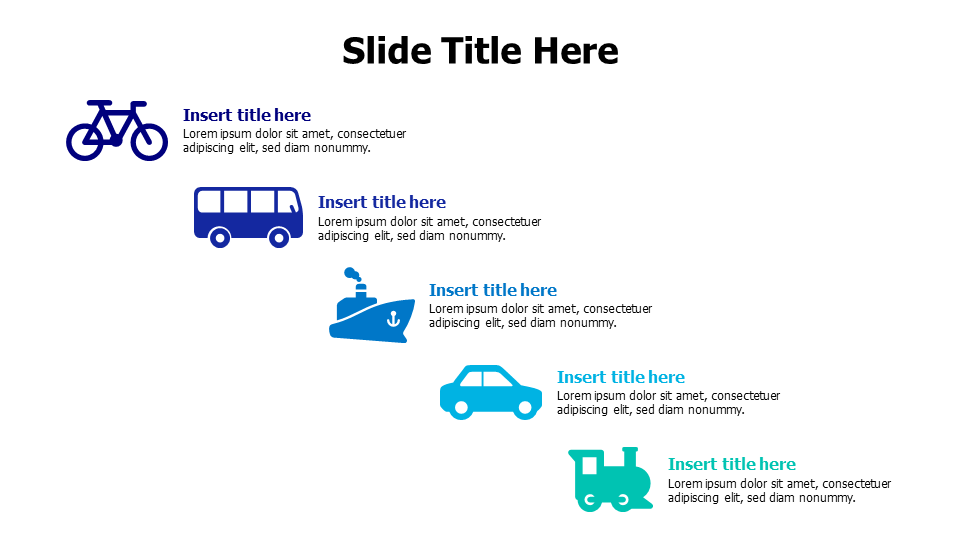 5 points colored trasportation infographic