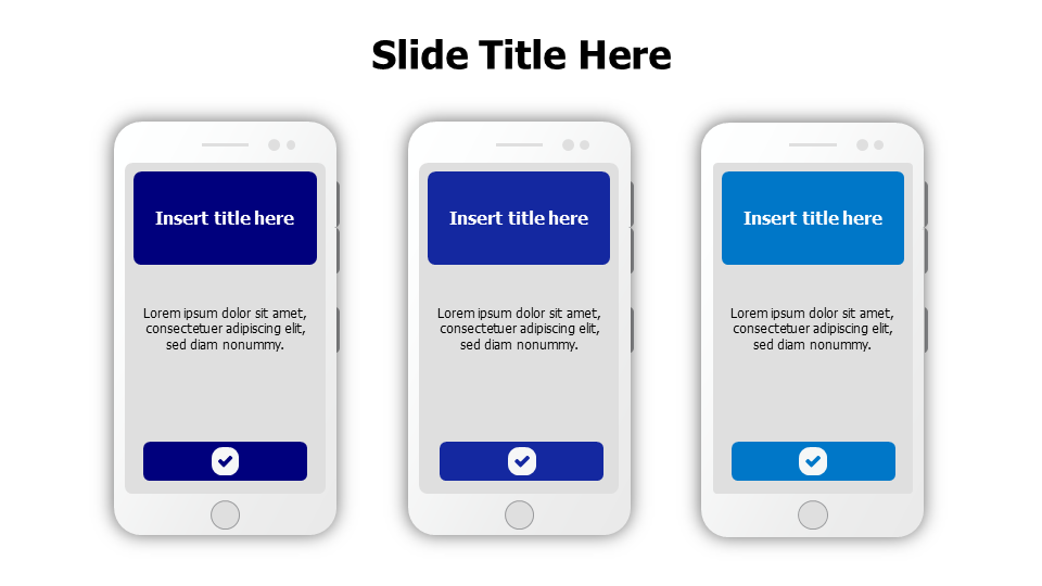 3 mobile phones with icons infographic