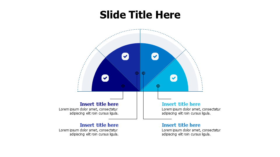 4 points half circle with lines infographic