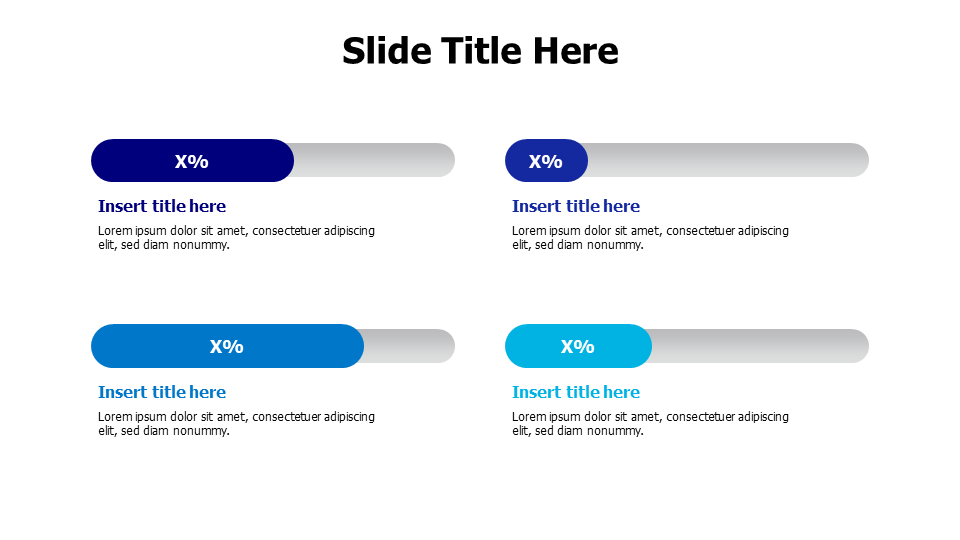 4 points editable curved colored stripes with percentage infographic