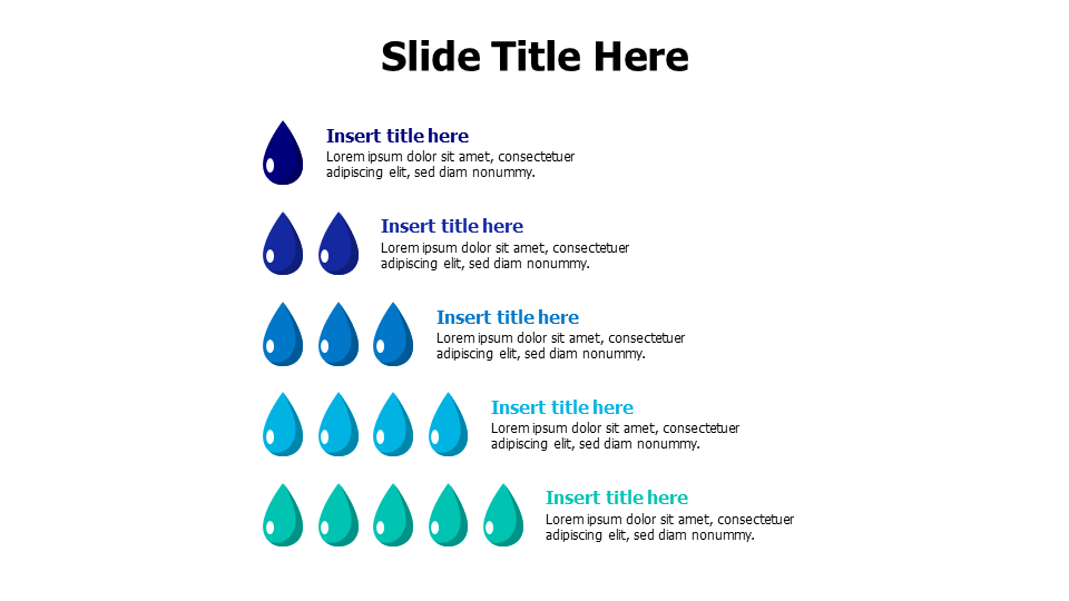 5 points colored  drops infographic