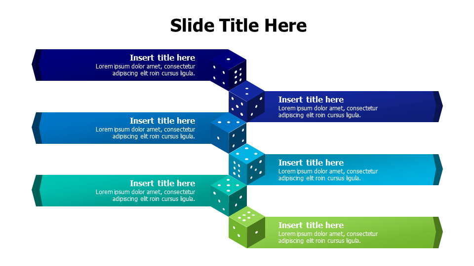 6 points 3D dice blocks infographic