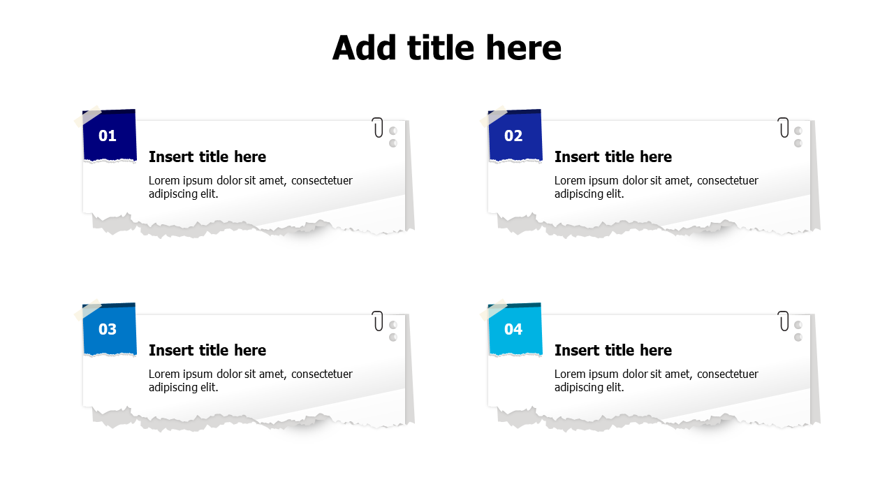 4 rectangle sticky notes with squares