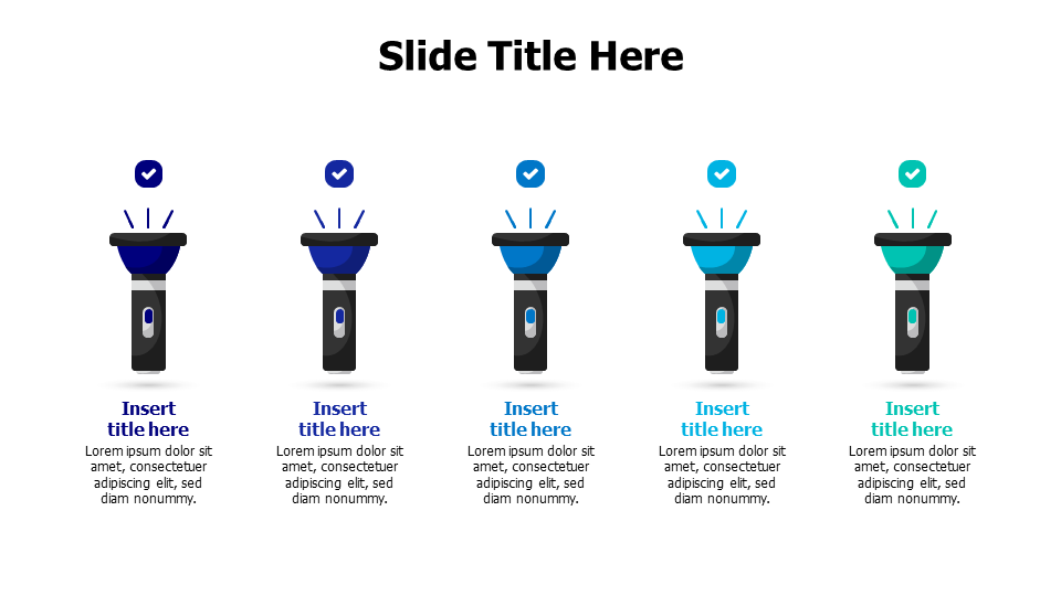 5 points colored lighten torches infographic