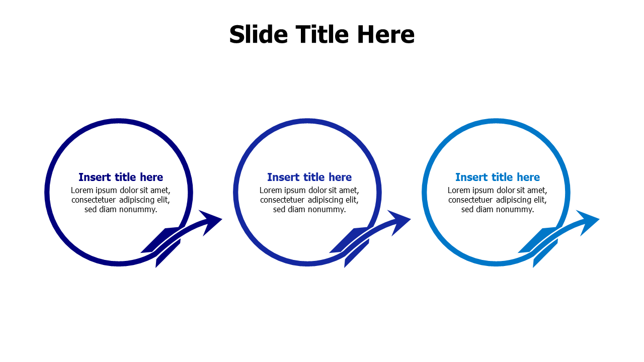3 flat circles with arrows infographic