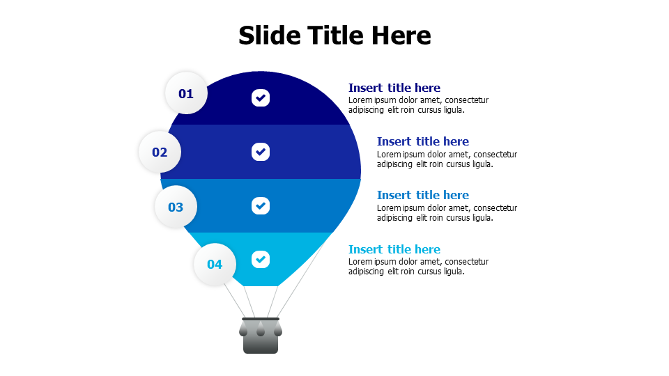 4 points divided colored hot-air ballon infographic
