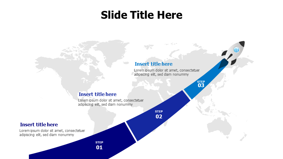 3 steps launch rocket infographic 