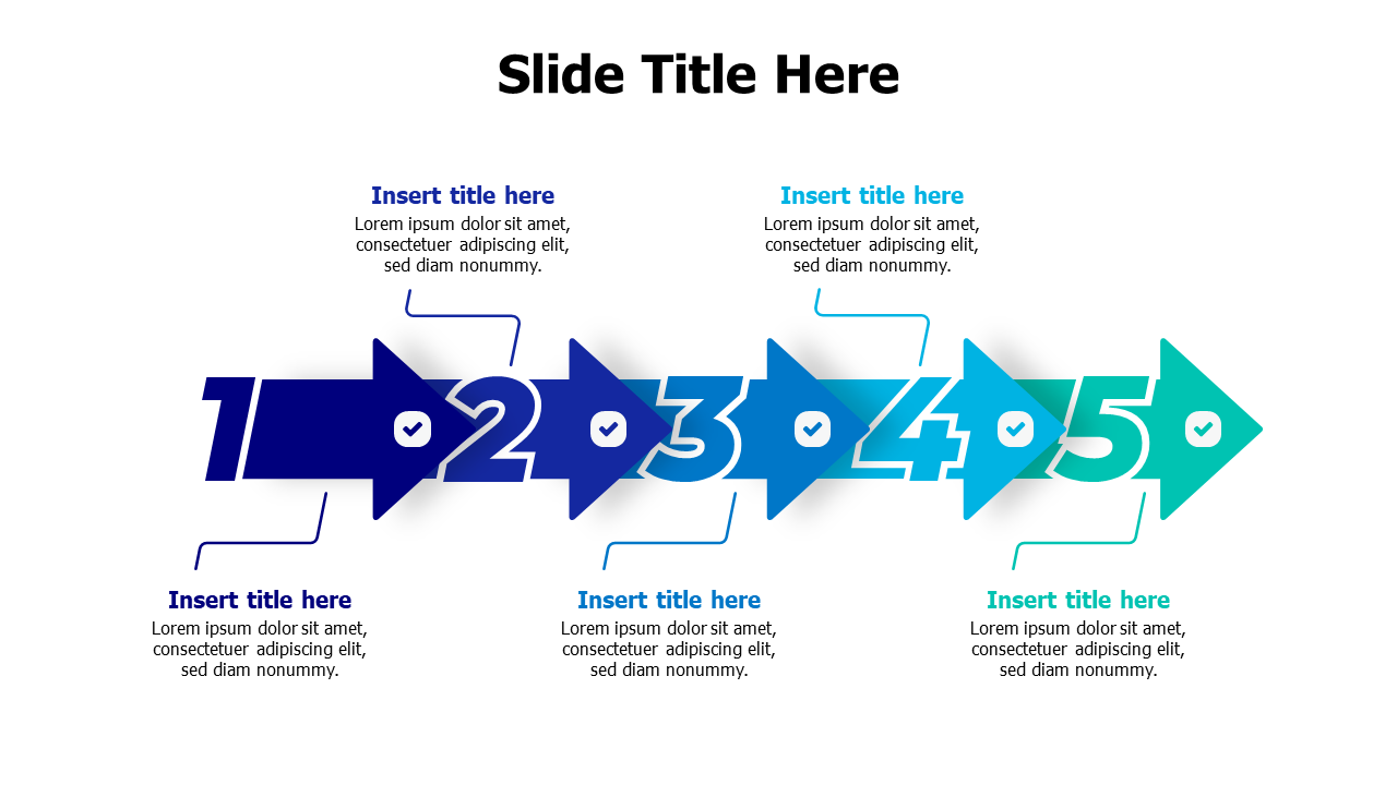 5 flat numbred arrows infographic