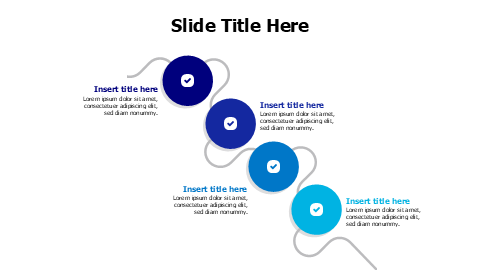 4 colored circles on wavy line infographic