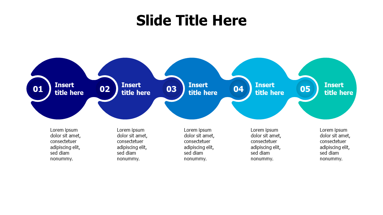 5 connected circlres infographic with numbers