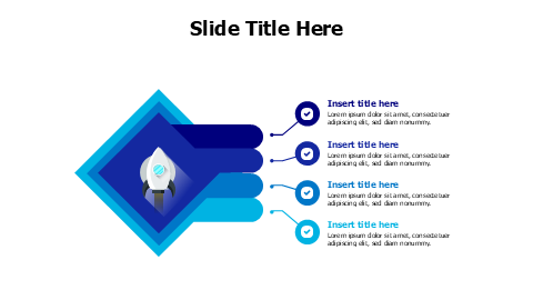 4 points rhombus colored branching infographic