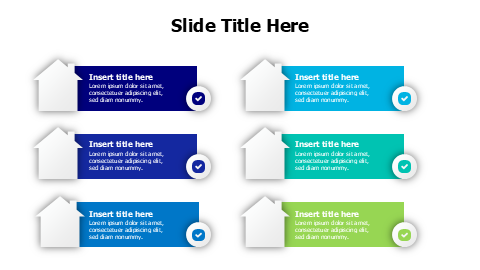 6 colored stripes with houses infographic
