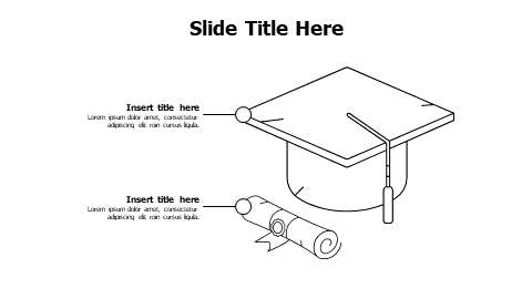 2 points outline graduation hat and certificate infographic