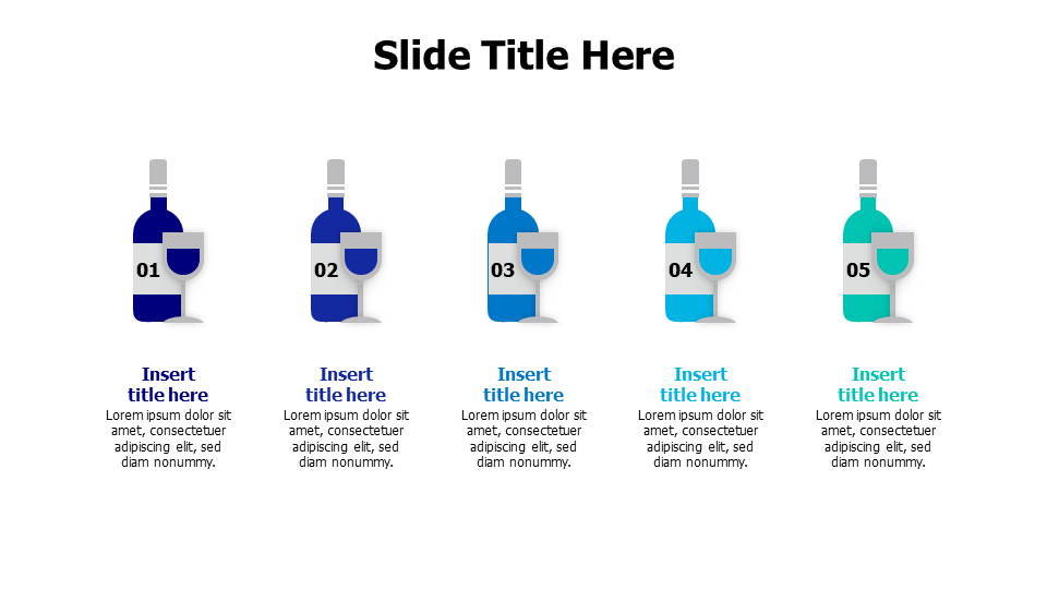 5 colored wine bottles infographic