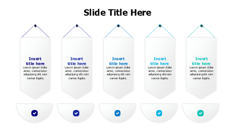 5 points hanging flags with icons infographic