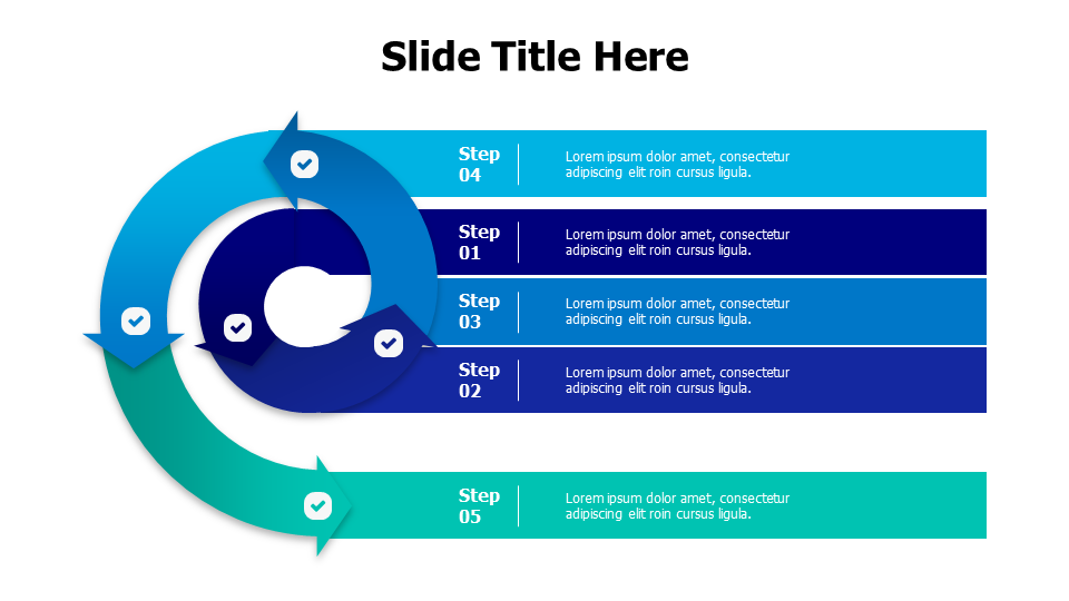 5 points spiral infographic with arrows