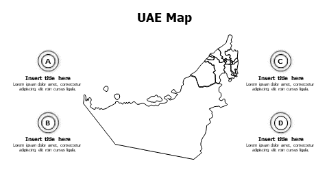 4 points outline United Arab Emirates map infographic