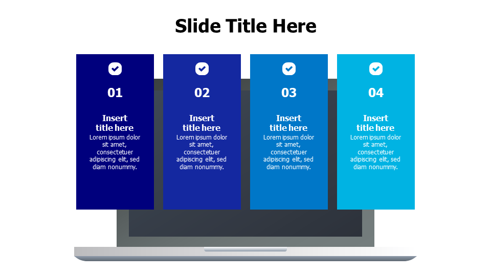 4 points flat colored stripes from a laptop infographic