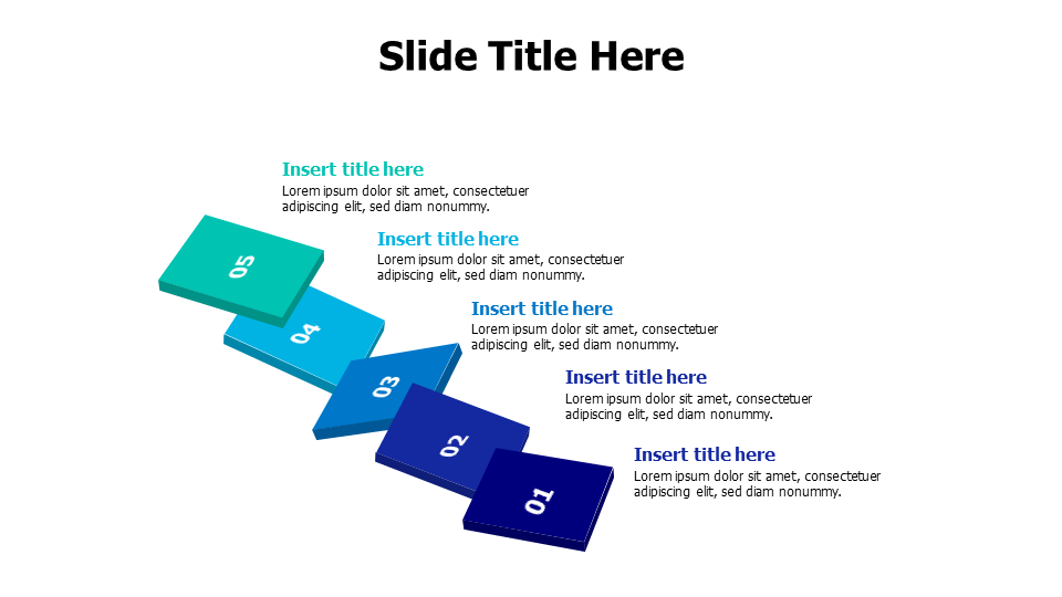 5 points random colored blocks with numbers infographic