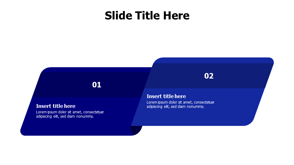 2 points colored fileed blocks with numbering infographic
