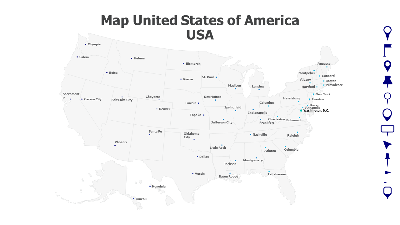 United States of America-USA map with states name 15