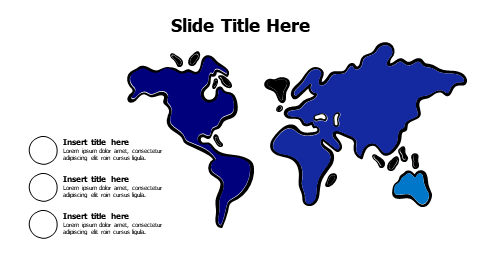 3 points with doodle world map infographic