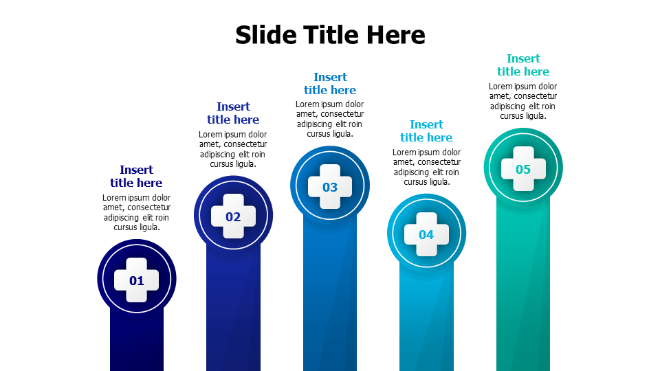 5 points columns with health icon infographic