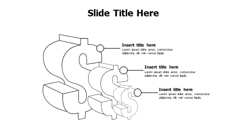 3 points 3D outline dollar sign infographic