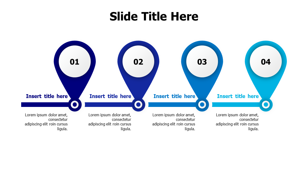 4 points location pins with numbering infographic