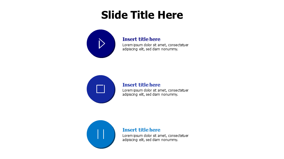 3 points play pause stop infographic