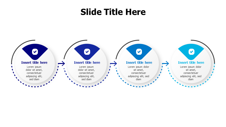 4 steps rounded timeline with icons