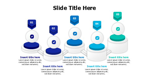 5 points 3D blocks with colored numbers infographic